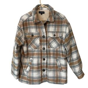 Love Tree Womens Plaid Sherpa Polar Fleece Lined Jacket Size Large Very Warm